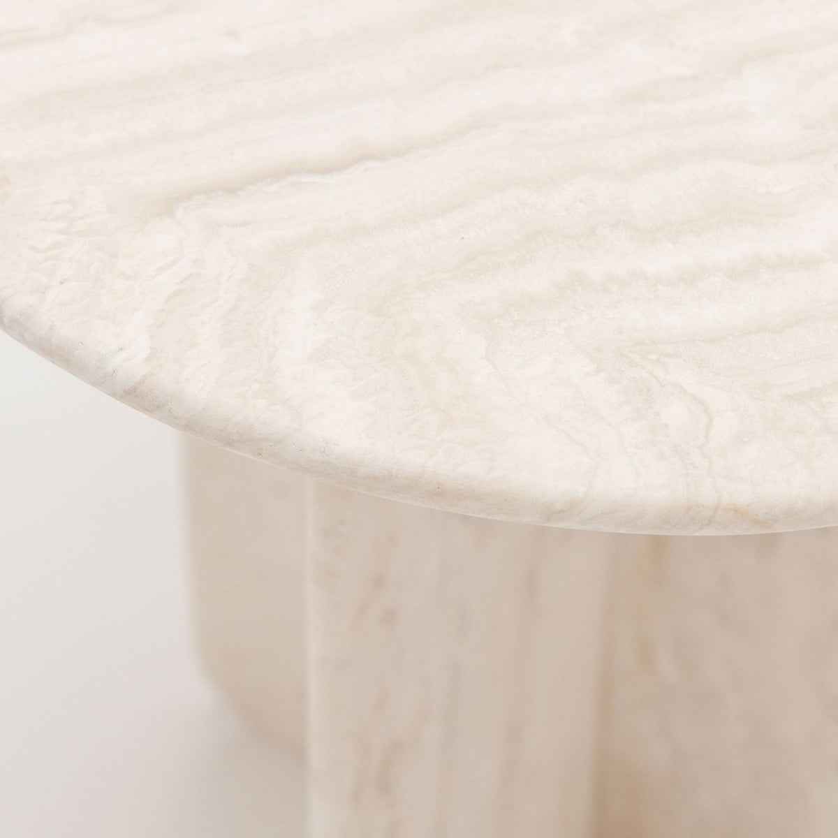 Haven Round Side Table - White Travertine - Side Tables Loom Collection Loom Collection Dubai