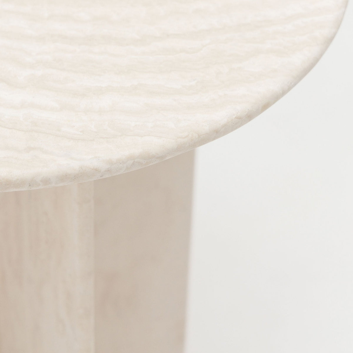 Haven Round Side Table - White Travertine - Side Tables Loom Collection Loom Collection Dubai