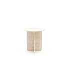Haven Round Side Table - White Travertine - Side Tables Loom Collection Loom Collection Dubai