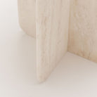 Haven Round Side Table - White Travertine - Side Tables Loom Collection Loom Collection Dubai