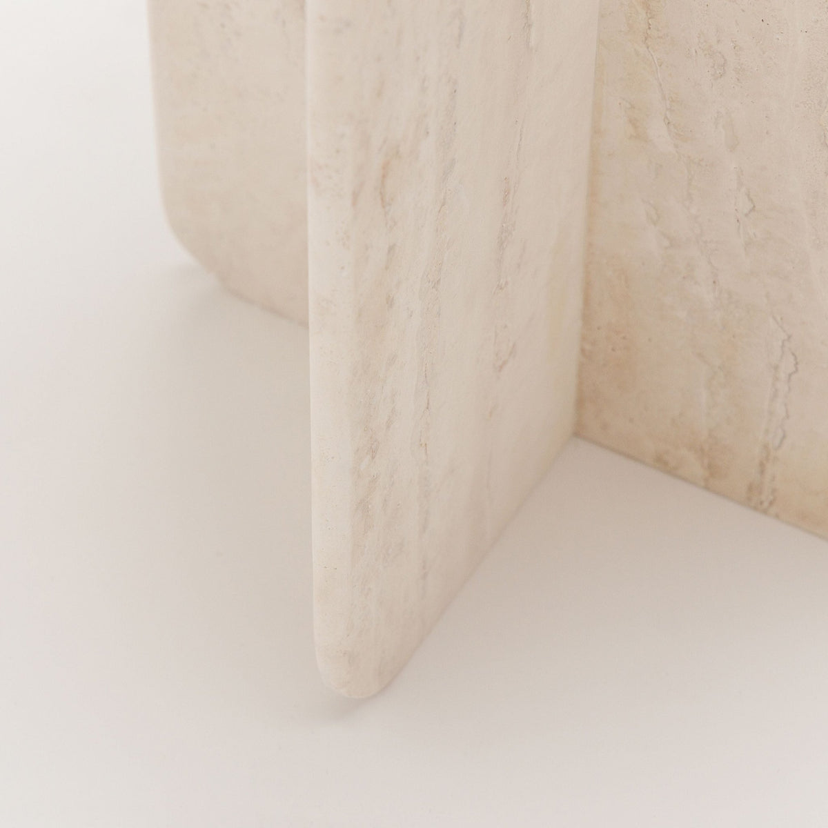 Haven Round Side Table - White Travertine - Side Tables Loom Collection Loom Collection Dubai