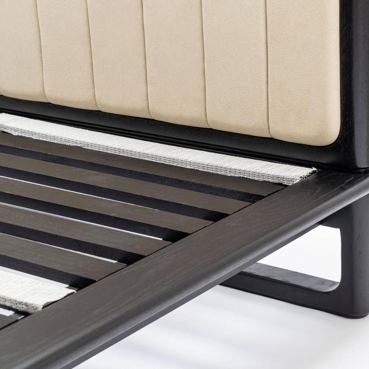 Hover Bed - Black Oak & Limestone Leather - Beds Tolv Loom Collection Dubai