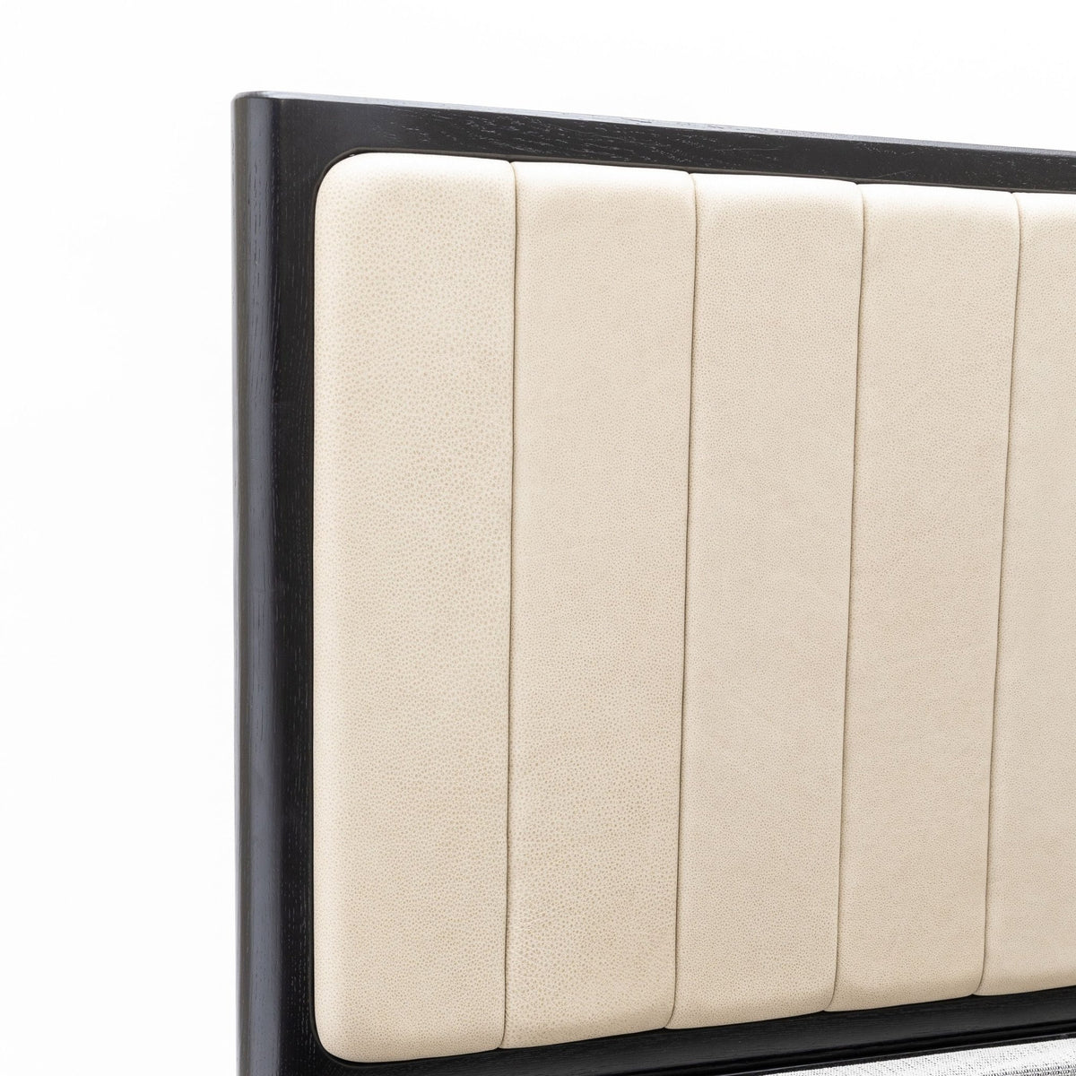 Hover Bed - Black Oak & Limestone Leather - Beds Tolv Loom Collection Dubai