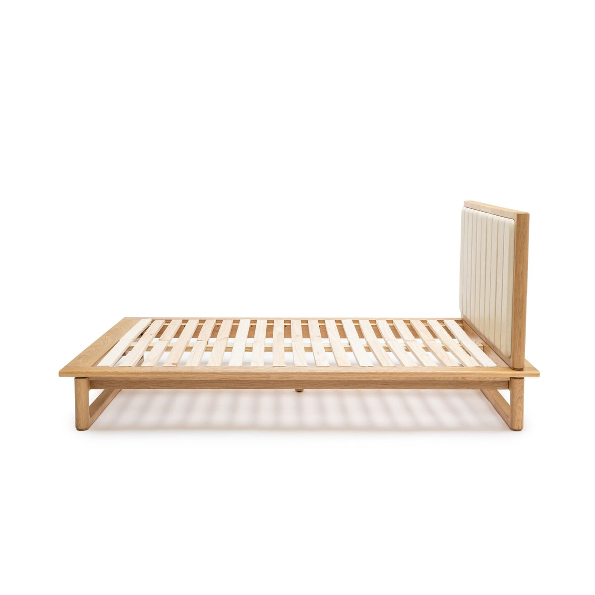 Hover Bed - Light Oak & Limestone Leather - Beds Tolv Loom Collection Dubai