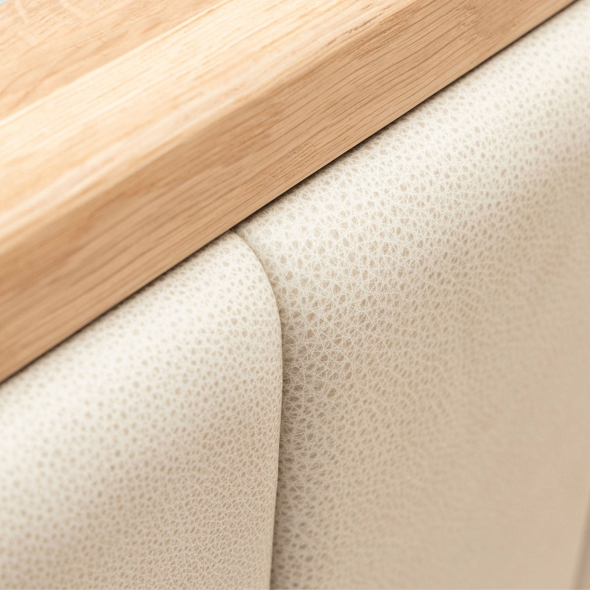 Hover Bed - Light Oak & Limestone Leather - Beds Tolv Loom Collection Dubai