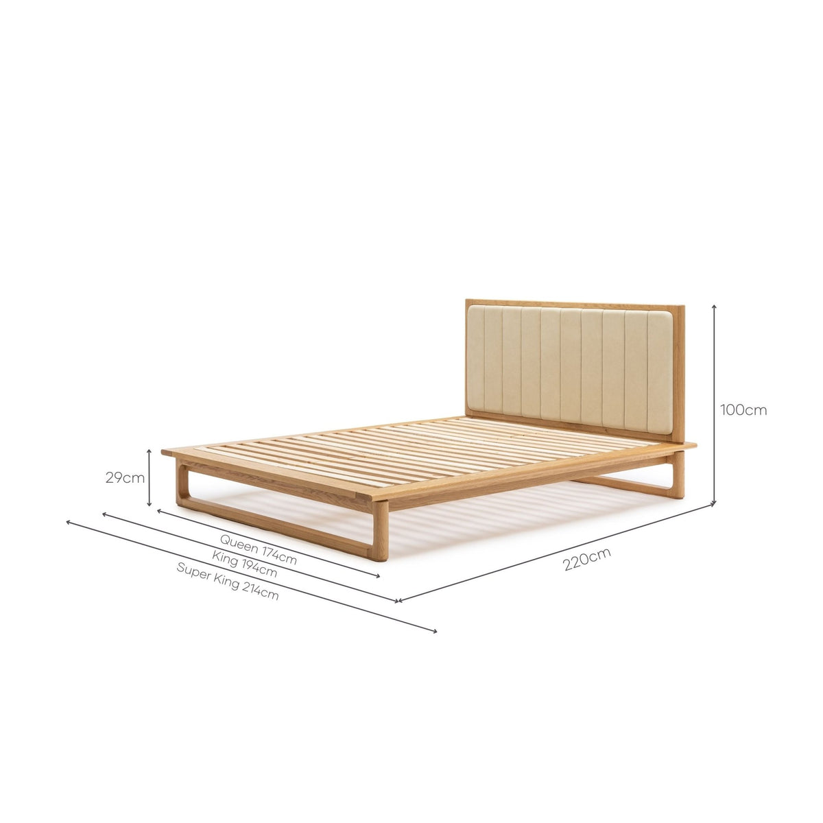 Hover Bed - Light Oak & Limestone Leather - Beds Tolv Loom Collection Dubai