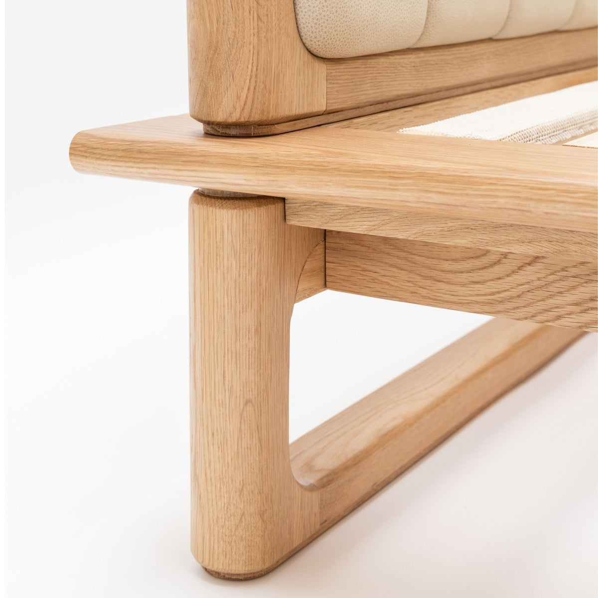 Hover Bed - Light Oak & Limestone Leather - Beds Tolv Loom Collection Dubai