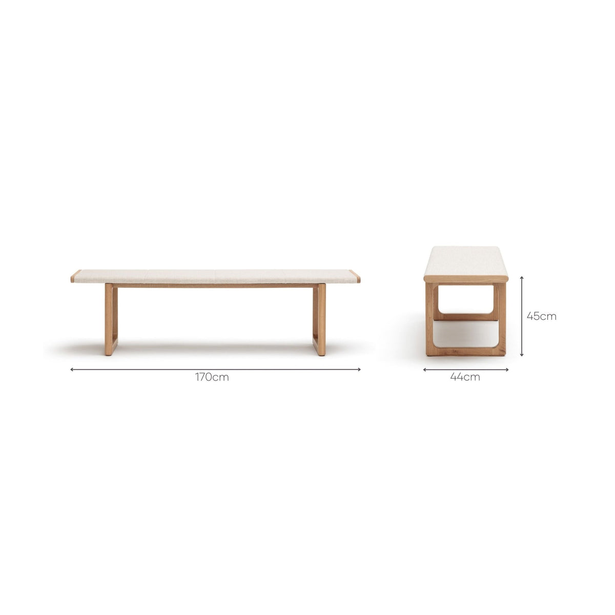 Hover Bench - Light Oak & Oatmeal - Benches Tolv Loom Collection Dubai