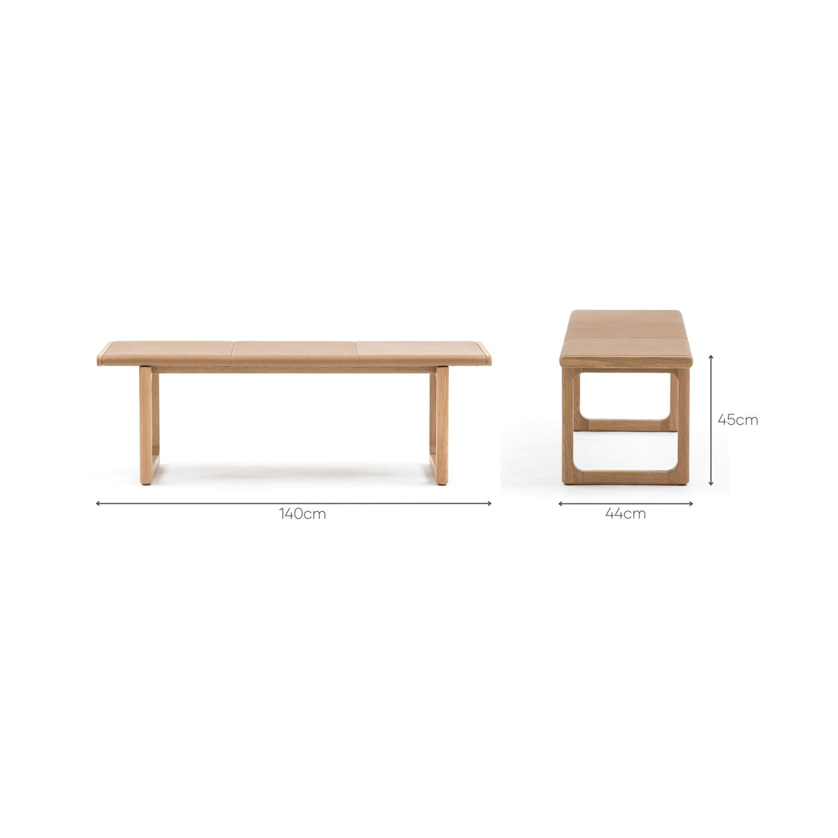 Hover Bench - Light Oak & Pecan Leather - Benches Tolv Loom Collection Dubai