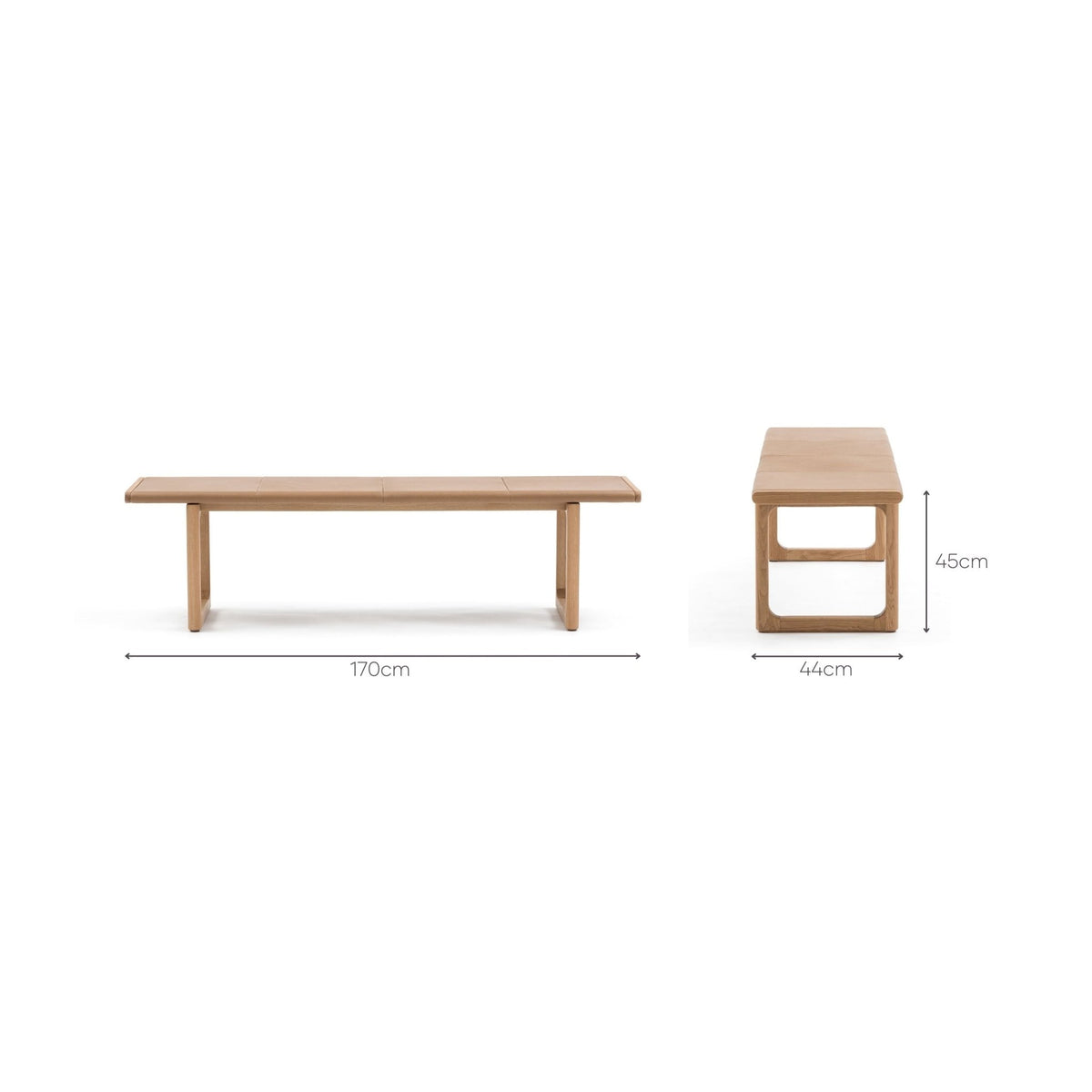 Hover Bench - Light Oak & Pecan Leather - Benches Tolv Loom Collection Dubai