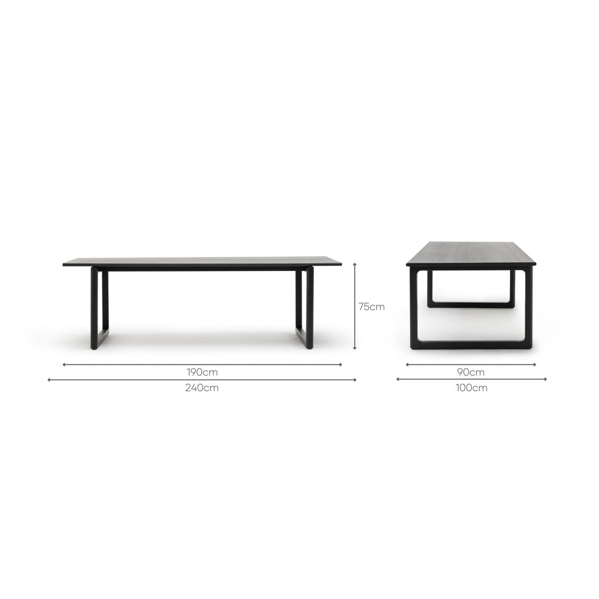 Hover Dining Table - Black Oak - Rectangular Dining Tables Tolv Loom Collection Dubai