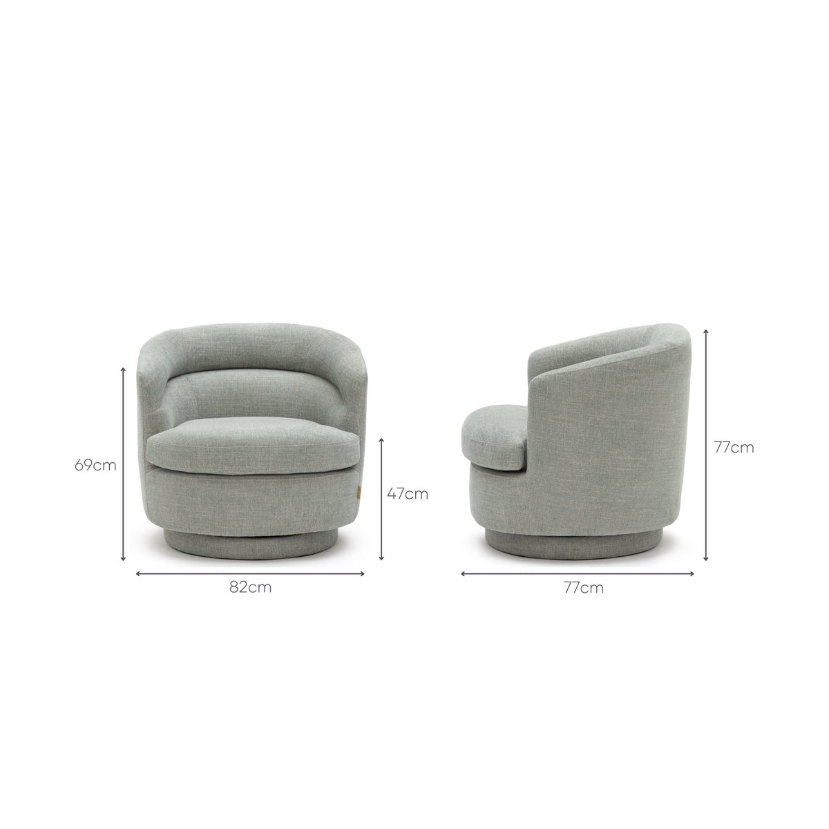Hugo Swivel Chair - Seashell Blue
