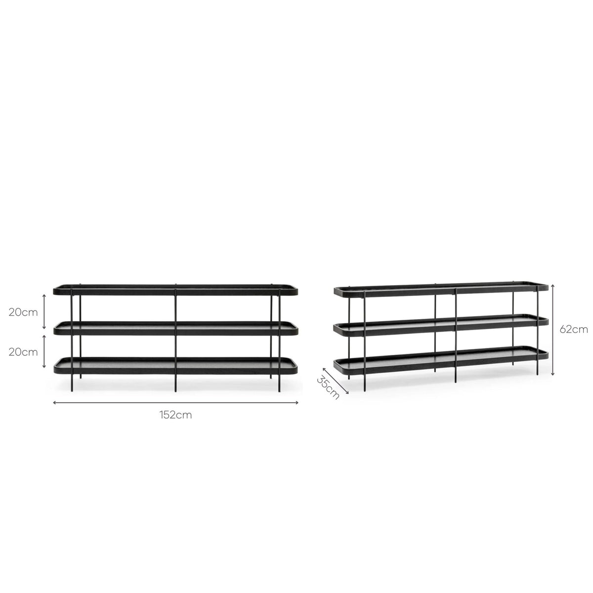 Humla 3 Tiered Shelf - Black Oak - Console Tables Tolv Loom Collection Dubai