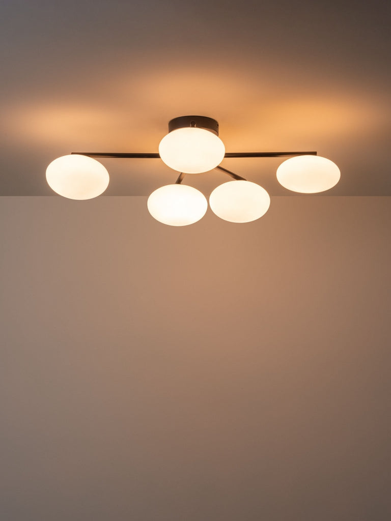Imperial - 5 Light Black And Opal Flush - Loom Collection