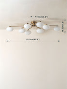 Imperial - 8 Light Aged Brass And Opal Flush Pendant