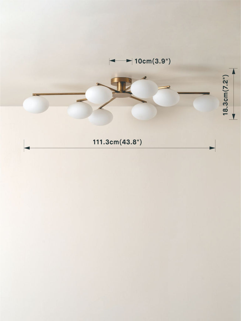 Imperial - 8 Light Aged Brass And Opal Flush Pendant - Loom Collection