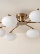 Imperial - 8 Light Aged Brass And Opal Flush Pendant