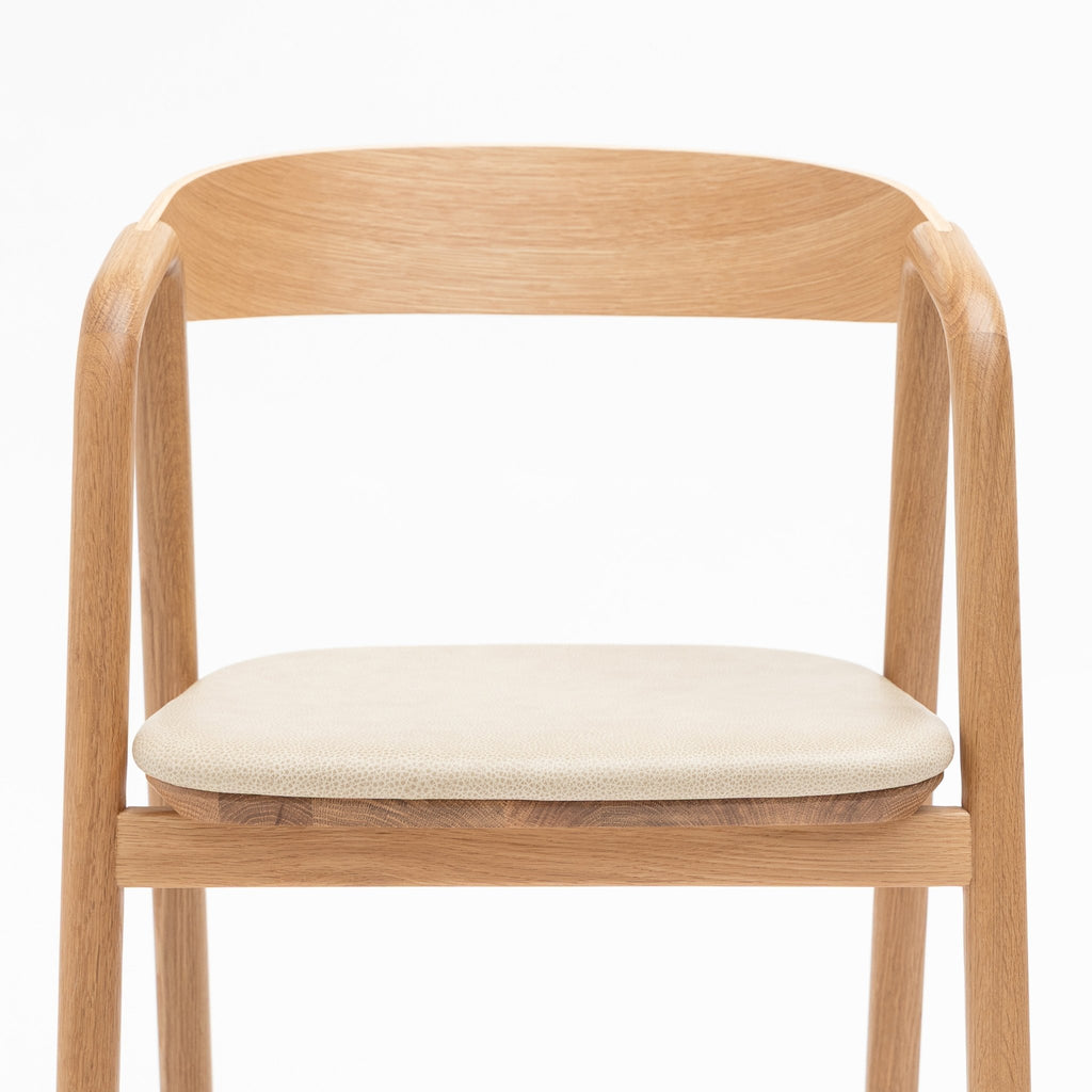 Inlay Chair - Light Oak & Limestone Leather