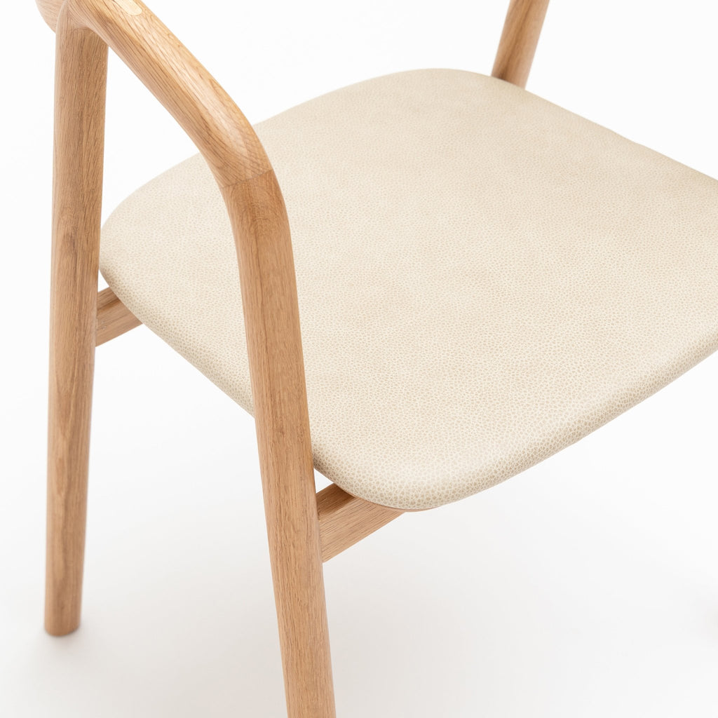 Inlay Chair - Light Oak & Limestone Leather