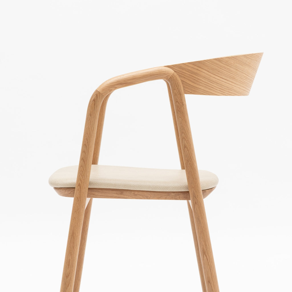 Inlay Chair - Light Oak & Limestone Leather