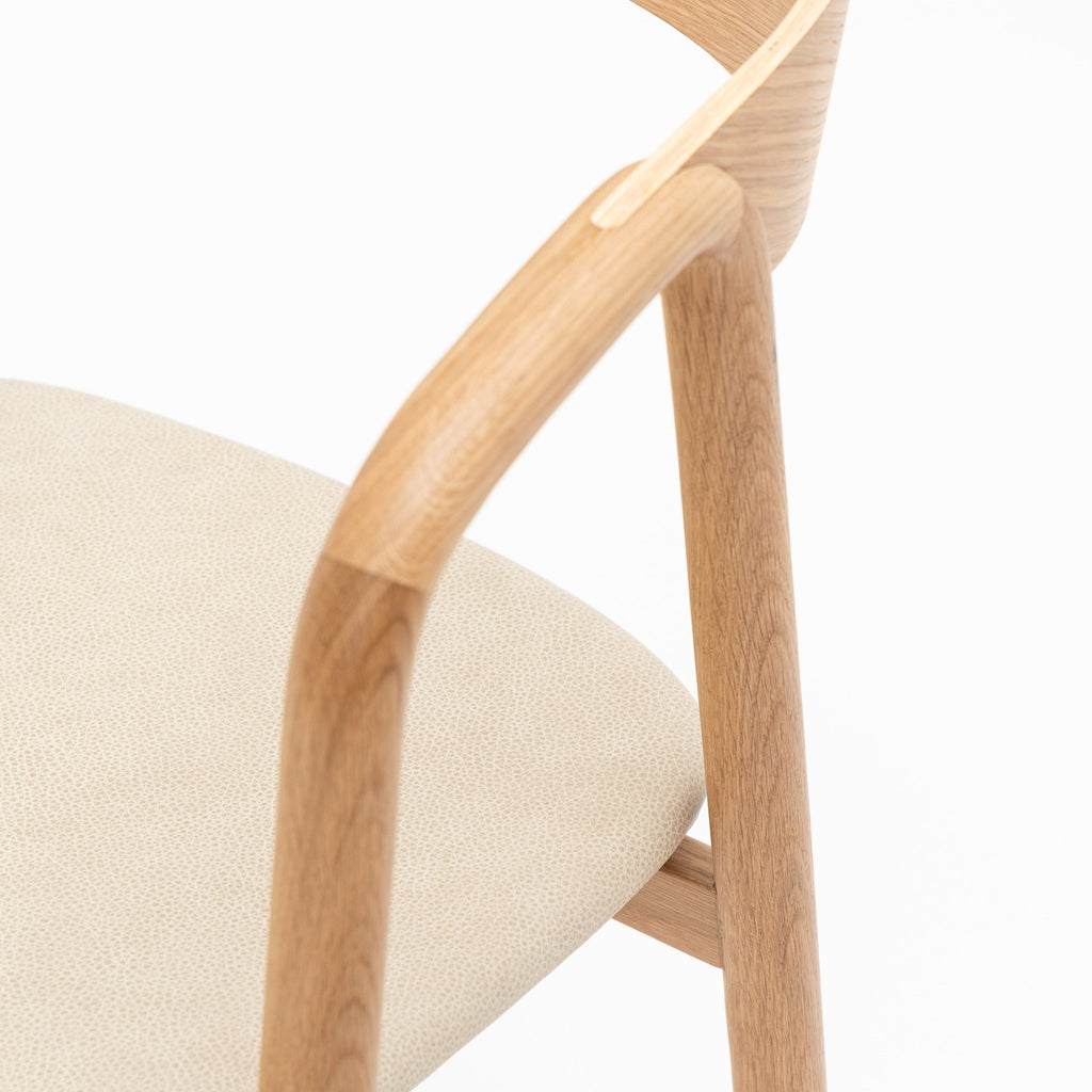 Inlay Chair - Light Oak & Limestone Leather