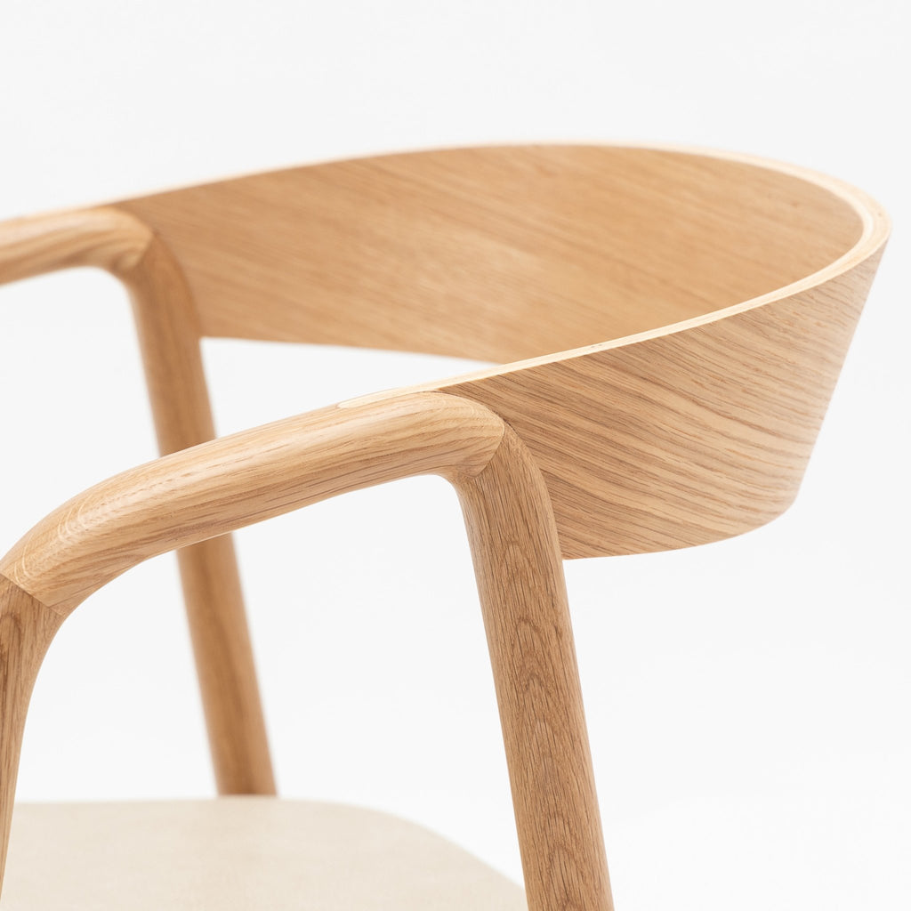 Inlay Chair - Light Oak & Limestone Leather