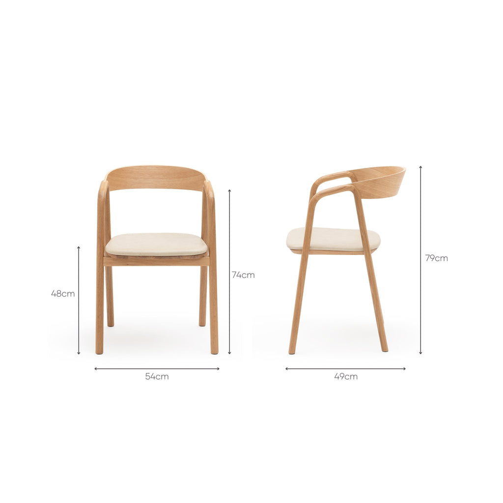 Inlay Chair - Light Oak & Limestone Leather