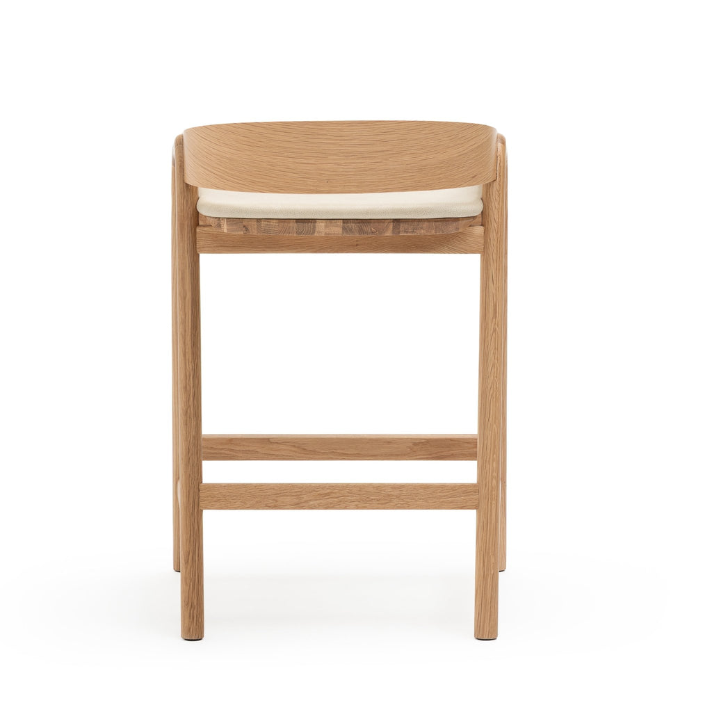 Inlay Counter Chair - Light Oak & Limestone Leather