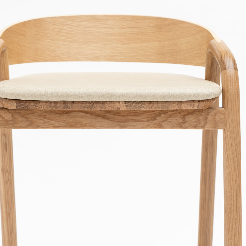 Inlay Counter Chair - Light Oak & Limestone Leather