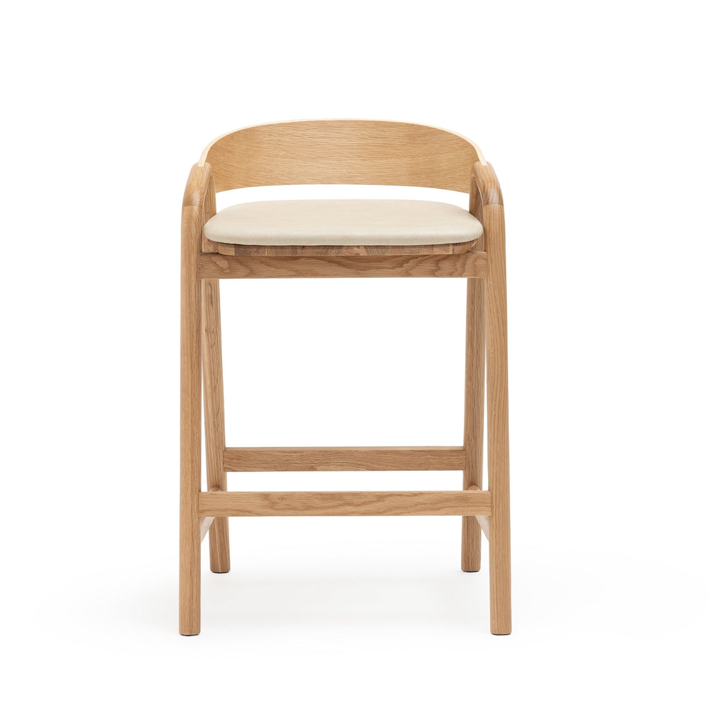 Inlay Counter Chair - Light Oak & Limestone Leather