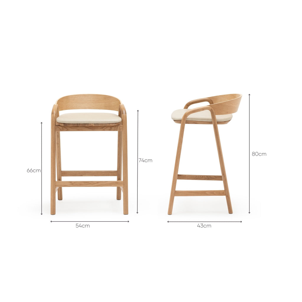 Inlay Counter Chair - Light Oak & Limestone Leather