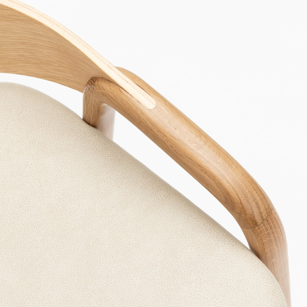 Inlay Counter Chair - Light Oak & Limestone Leather