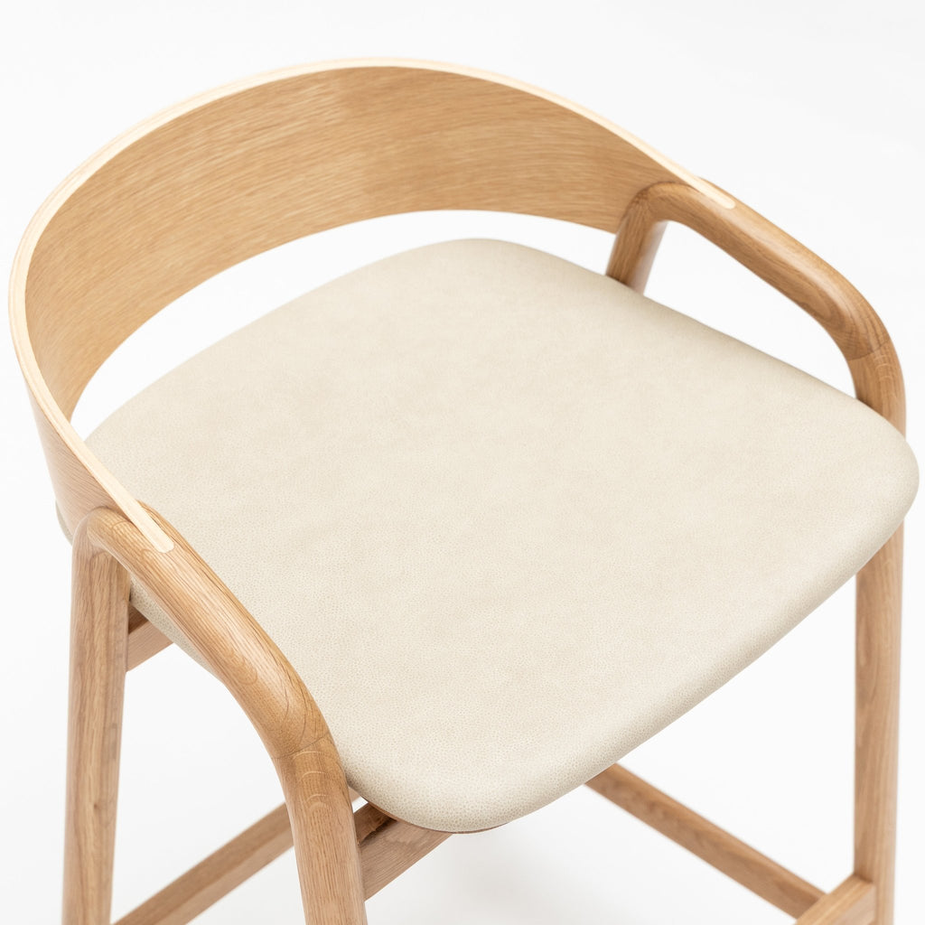 Inlay Counter Chair - Light Oak & Limestone Leather