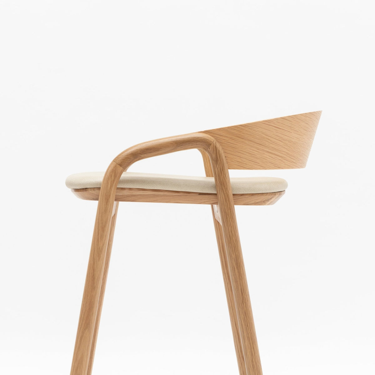 Inlay Counter Chair - Light Oak & Limestone Leather