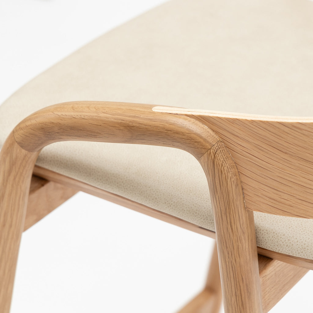 Inlay Counter Chair - Light Oak & Limestone Leather