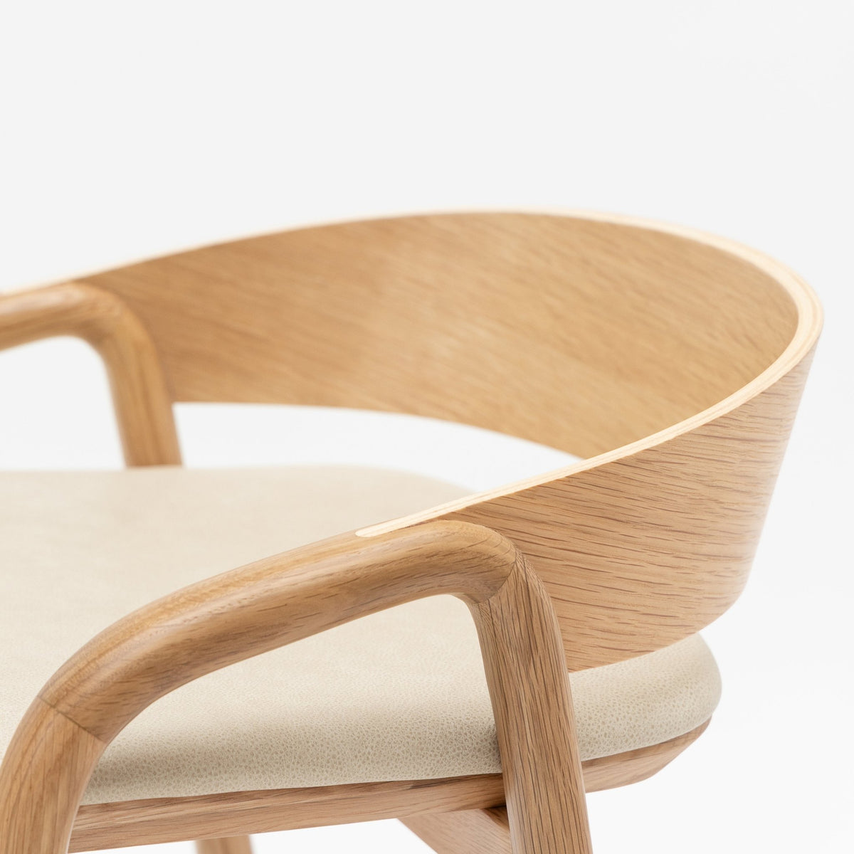 Inlay Counter Chair - Light Oak & Limestone Leather