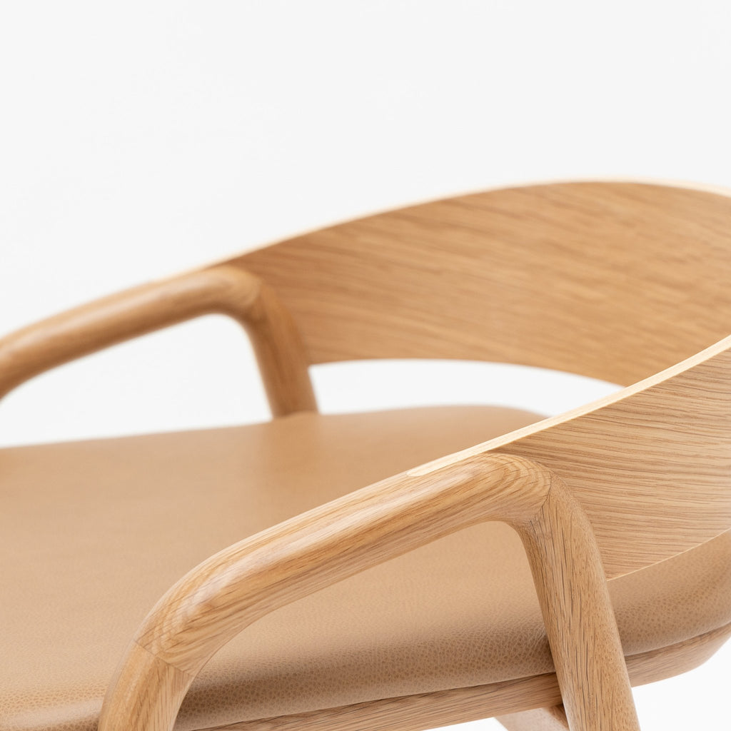 Inlay Counter Chair - Light Oak & Pecan Leather