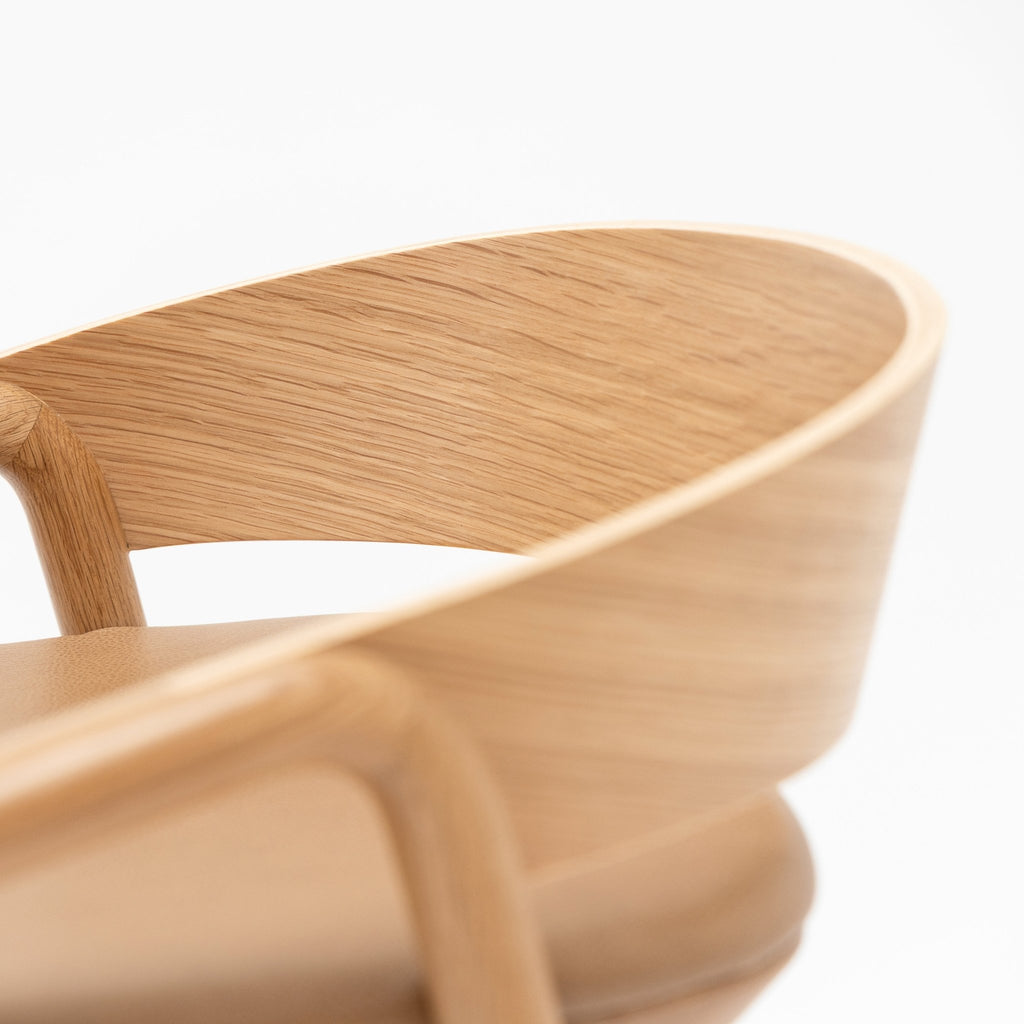 Inlay Counter Chair - Light Oak & Pecan Leather