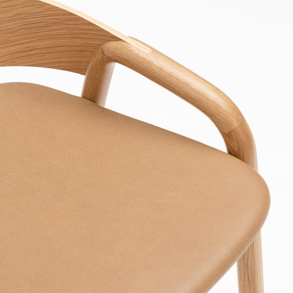 Inlay Counter Chair - Light Oak & Pecan Leather