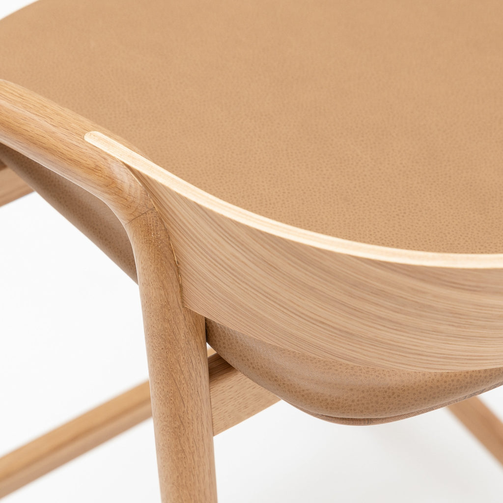 Inlay Counter Chair - Light Oak & Pecan Leather