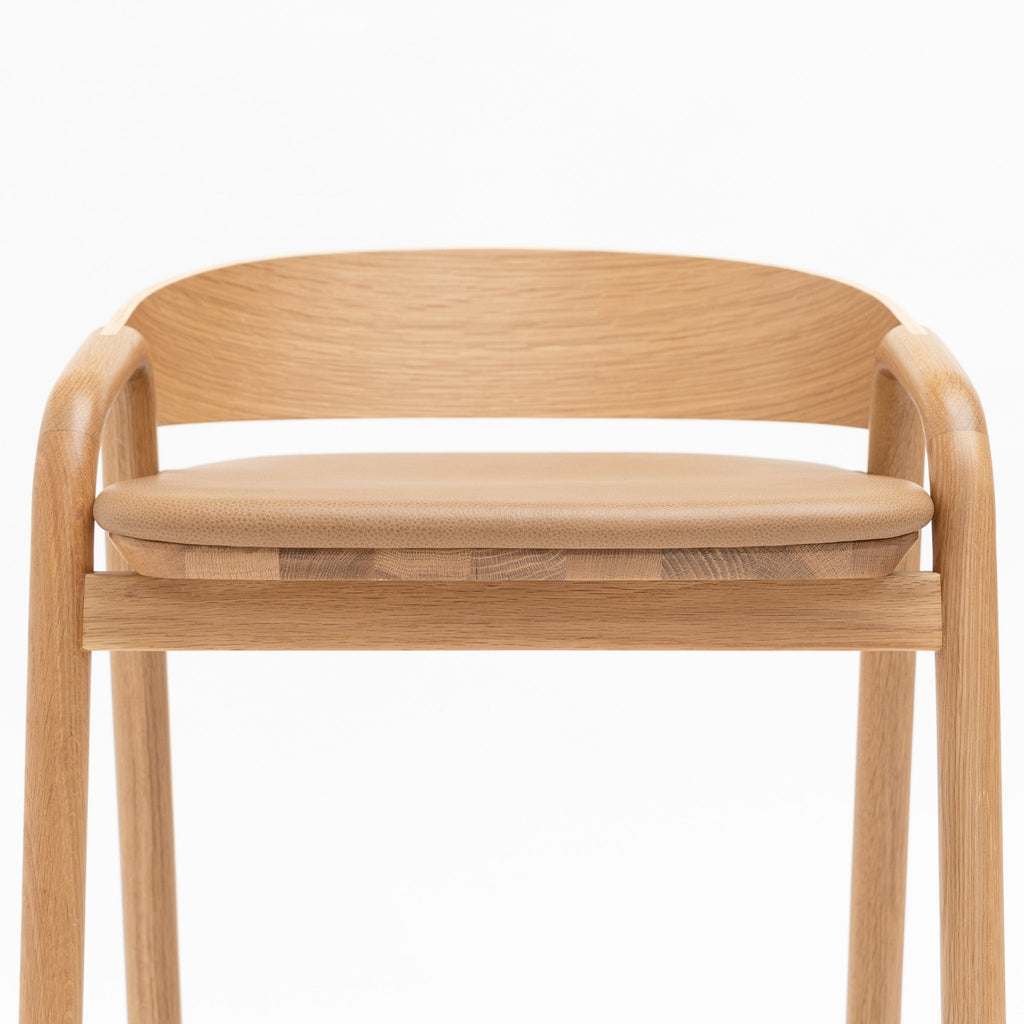 Inlay Counter Chair - Light Oak & Pecan Leather