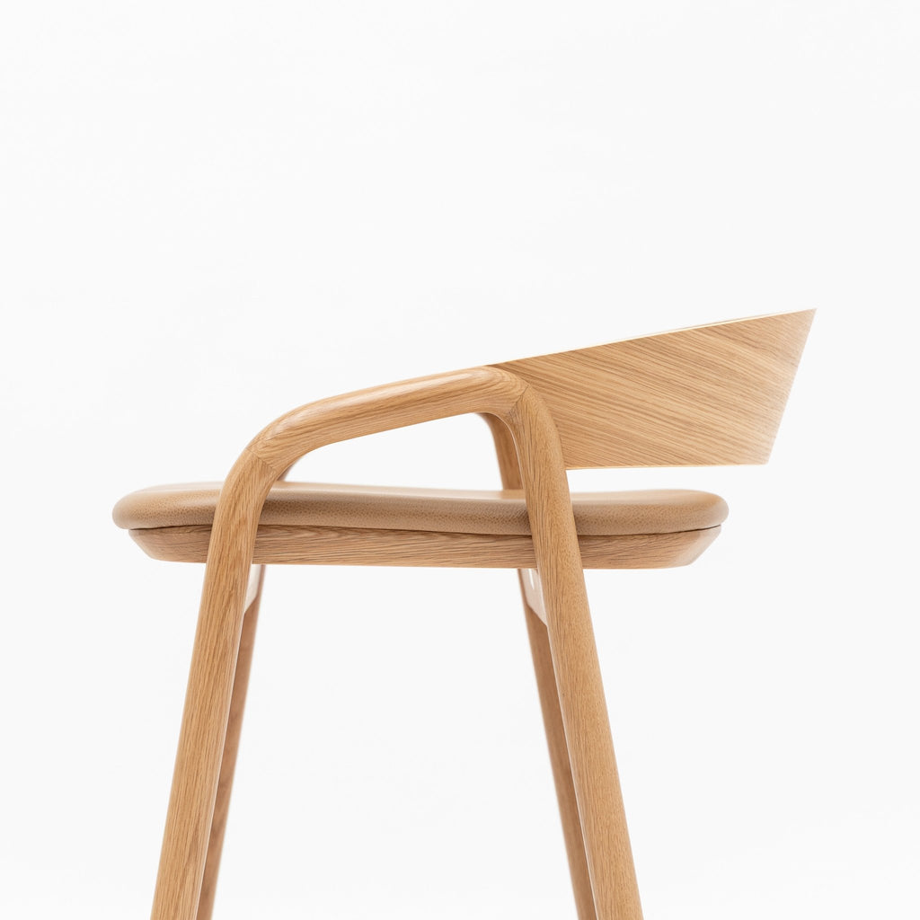 Inlay Counter Chair - Light Oak & Pecan Leather