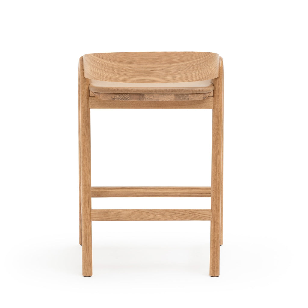 Inlay Counter Chair - Light Oak & Pecan Leather