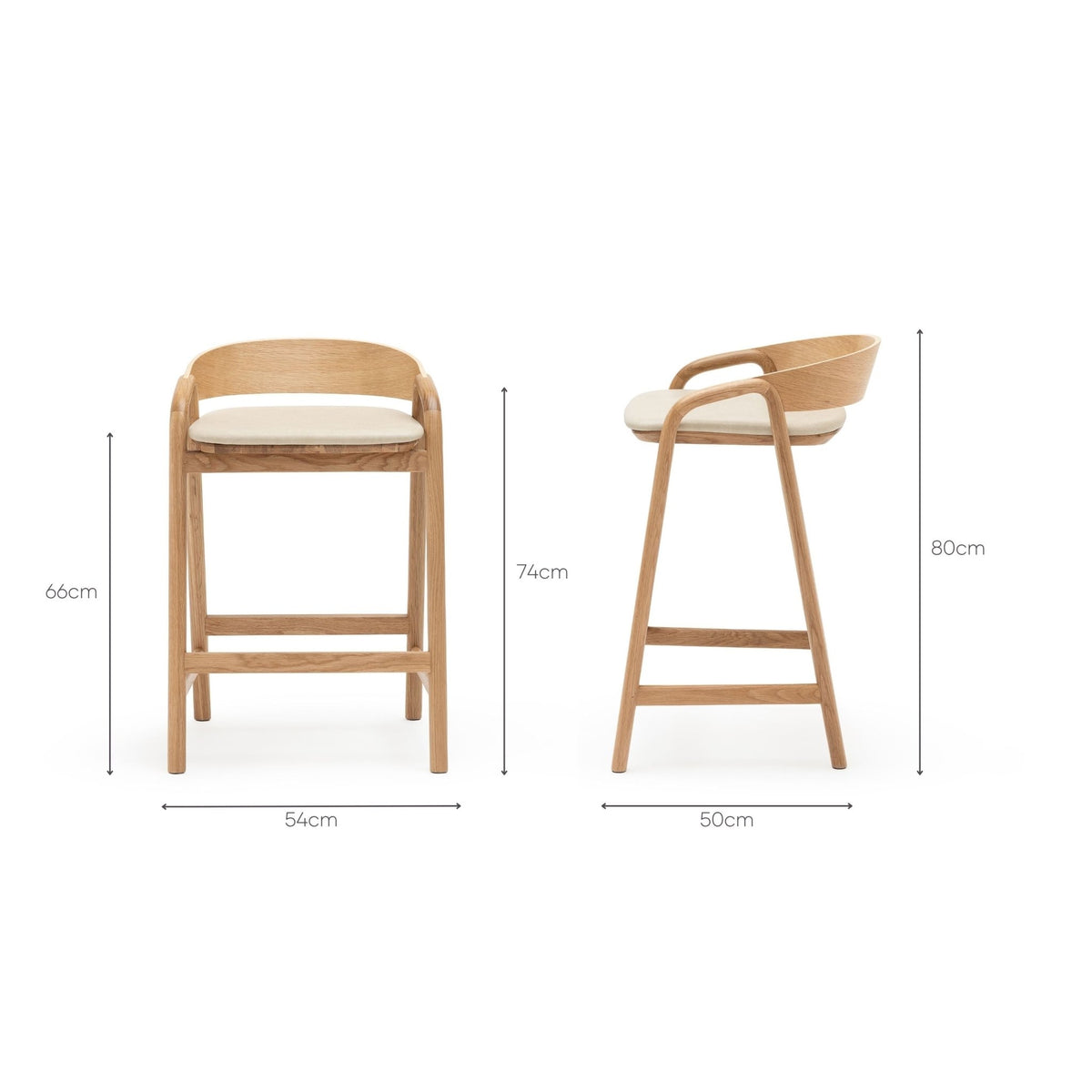 Inlay Counter Chair - Light Oak & Limestone Leather - Bar & Counter Stools Tolv Loom Collection Dubai