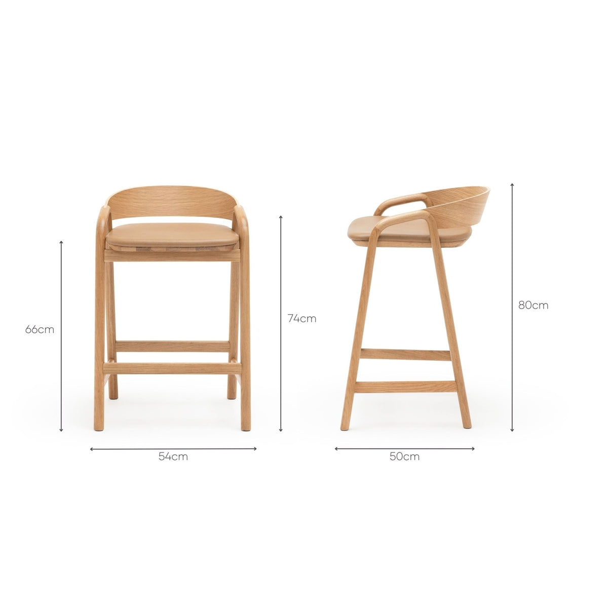 Inlay Counter Chair - Light Oak & Pecan Leather - Bar & Counter Stools Tolv Loom Collection Dubai