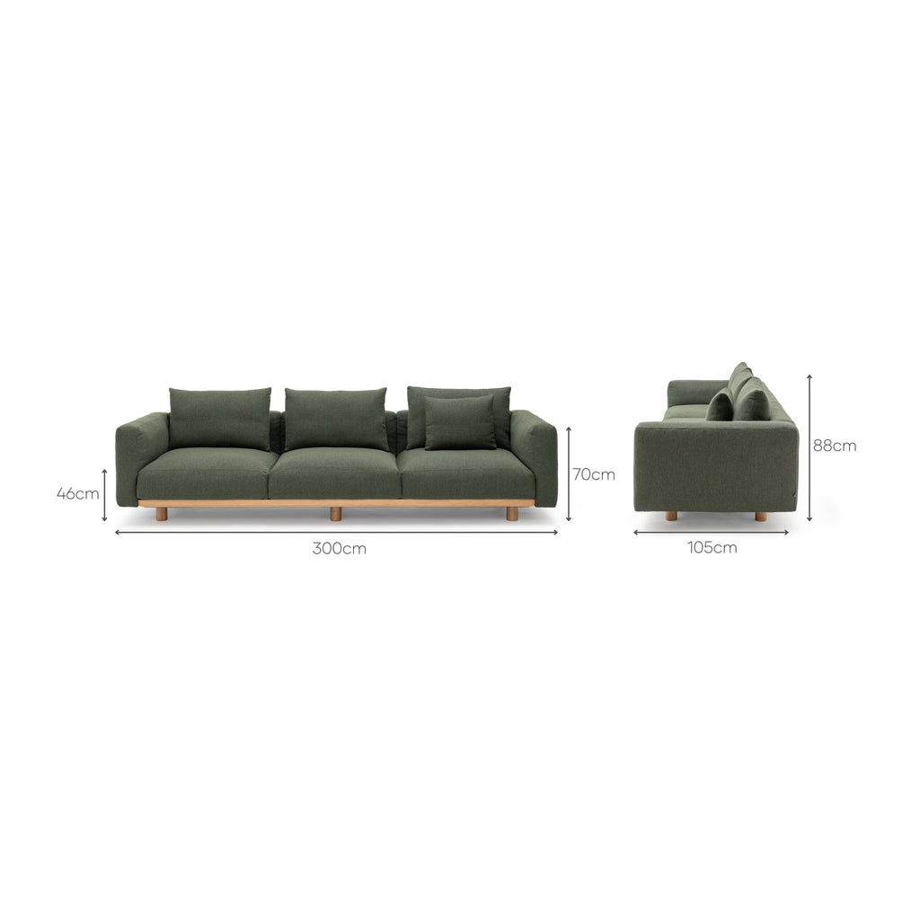 Islet 300 Sofa - Light Oak & Seaweed