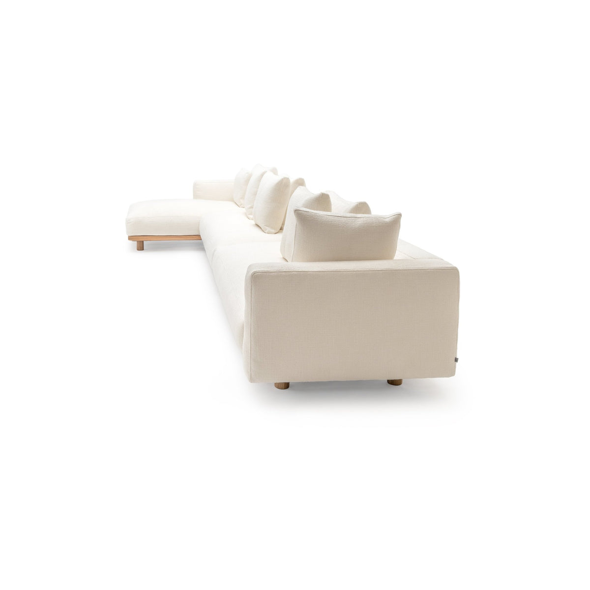Islet Extra Large L Shaped Sofa - Light Oak & Cobbler Panna Cotta