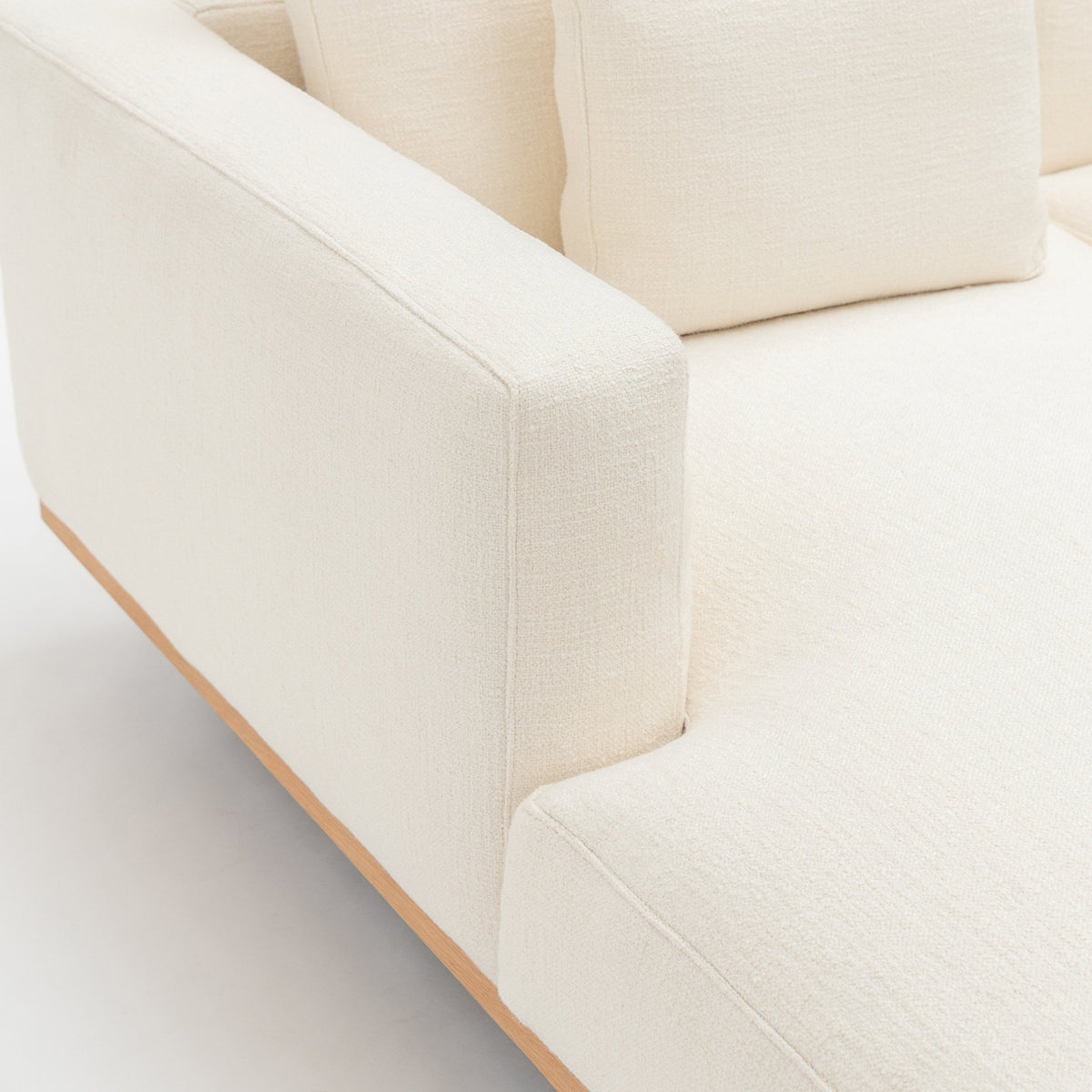 Islet Extra Large L Shaped Sofa - Light Oak & Cobbler Panna Cotta