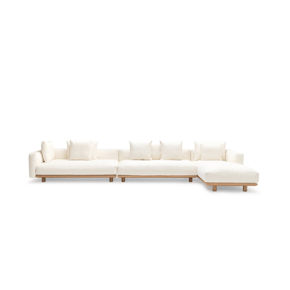 Islet Extra Large L Shaped Sofa - Light Oak & Cobbler Panna Cotta