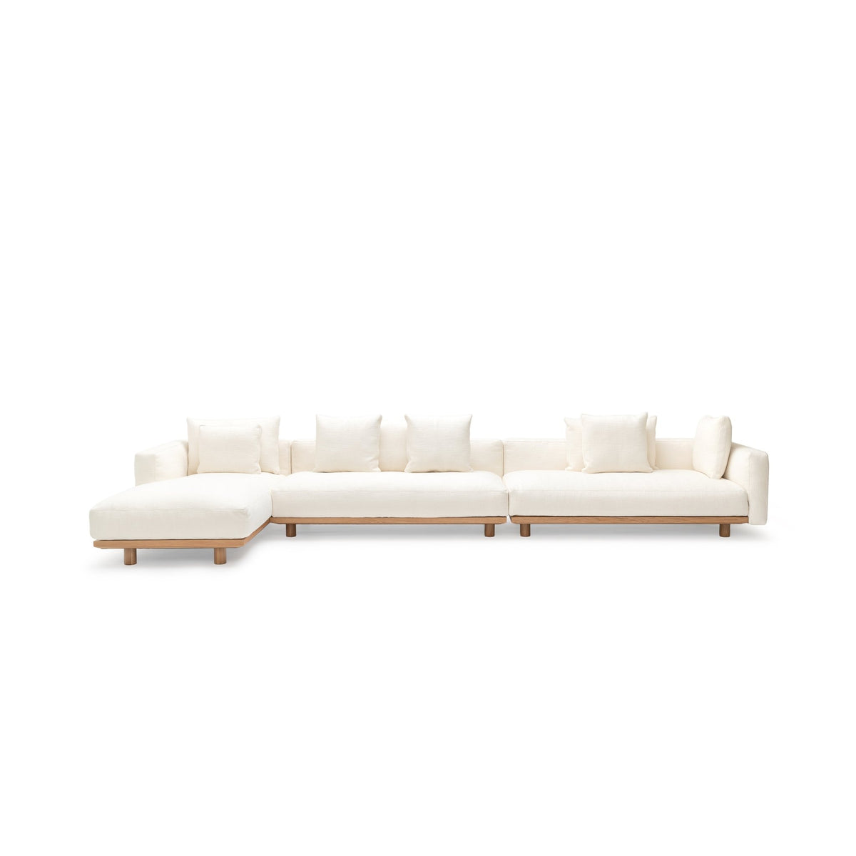Islet Extra Large L Shaped Sofa - Light Oak & Cobbler Panna Cotta